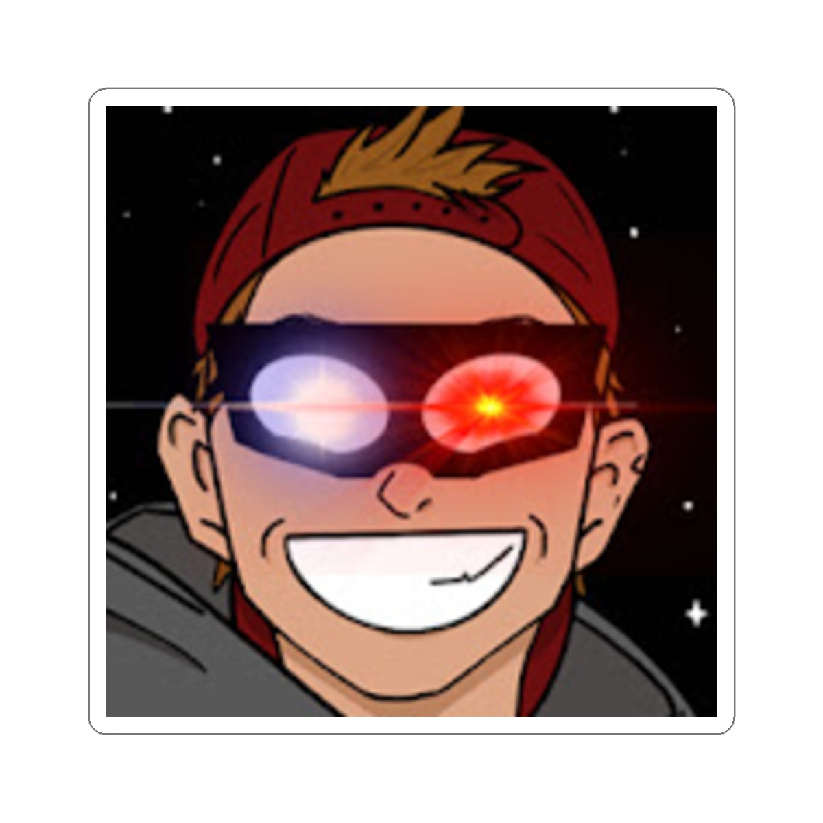 Smirking Teen with Laser Sunglasses Sticker | Kiss-Cut Sticker | AstralSpiff