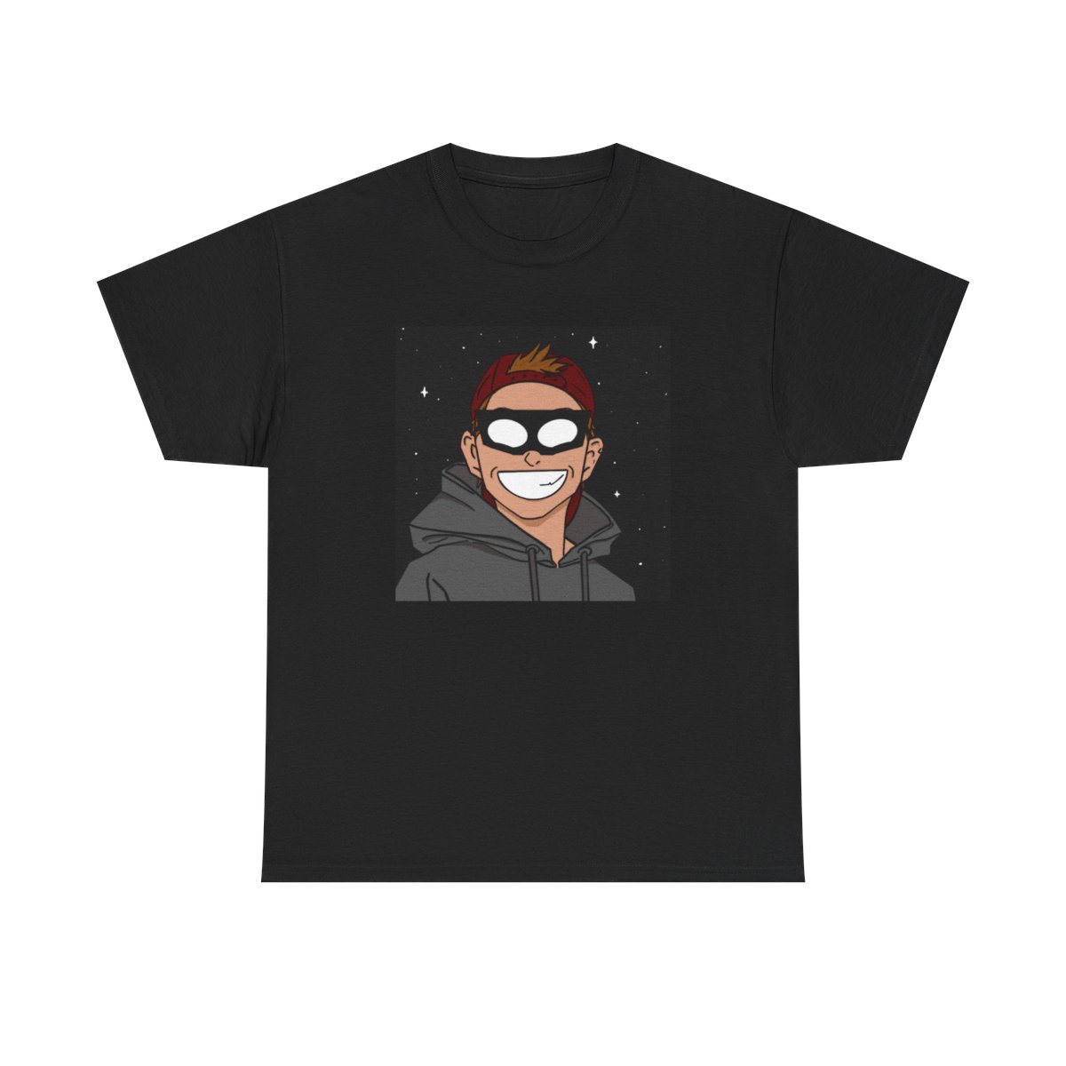 Smiling Masked Cartoon Character T-Shirt | Avatar Illustration Tee | AstralSpiff